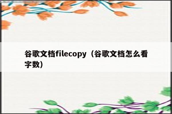 谷歌文档filecopy(谷歌文档怎么看字数)